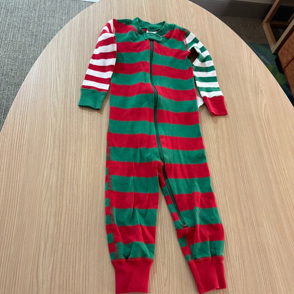 Hanna Andersson Sleeper Style Pajamas 85 CM 2T Red Green Multi Stripe Organic